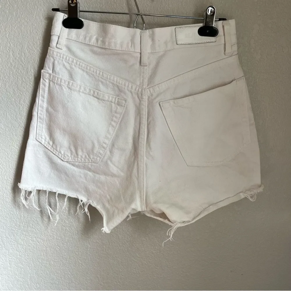 RE/DONE White Distressed Jean Short